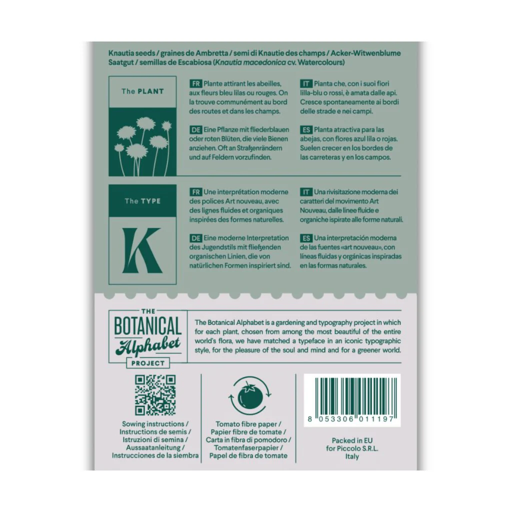 Botanical Alphabet Seed Packet - K - Image 2