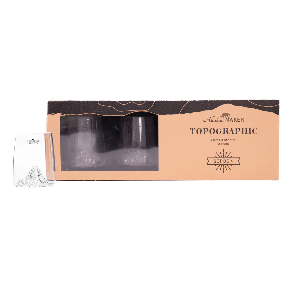 Box of 4 Topographic Shot Glasses - Image 3