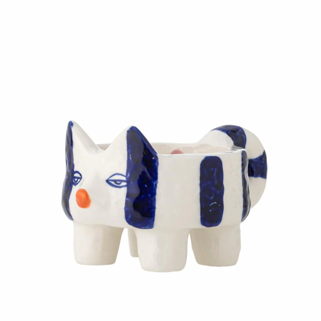 Set of Two Caty Cat Candle Holders - Blue - Image 3