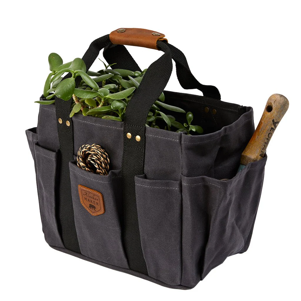 Charcoal Waxed Canvas Gardening Bag - Image 2