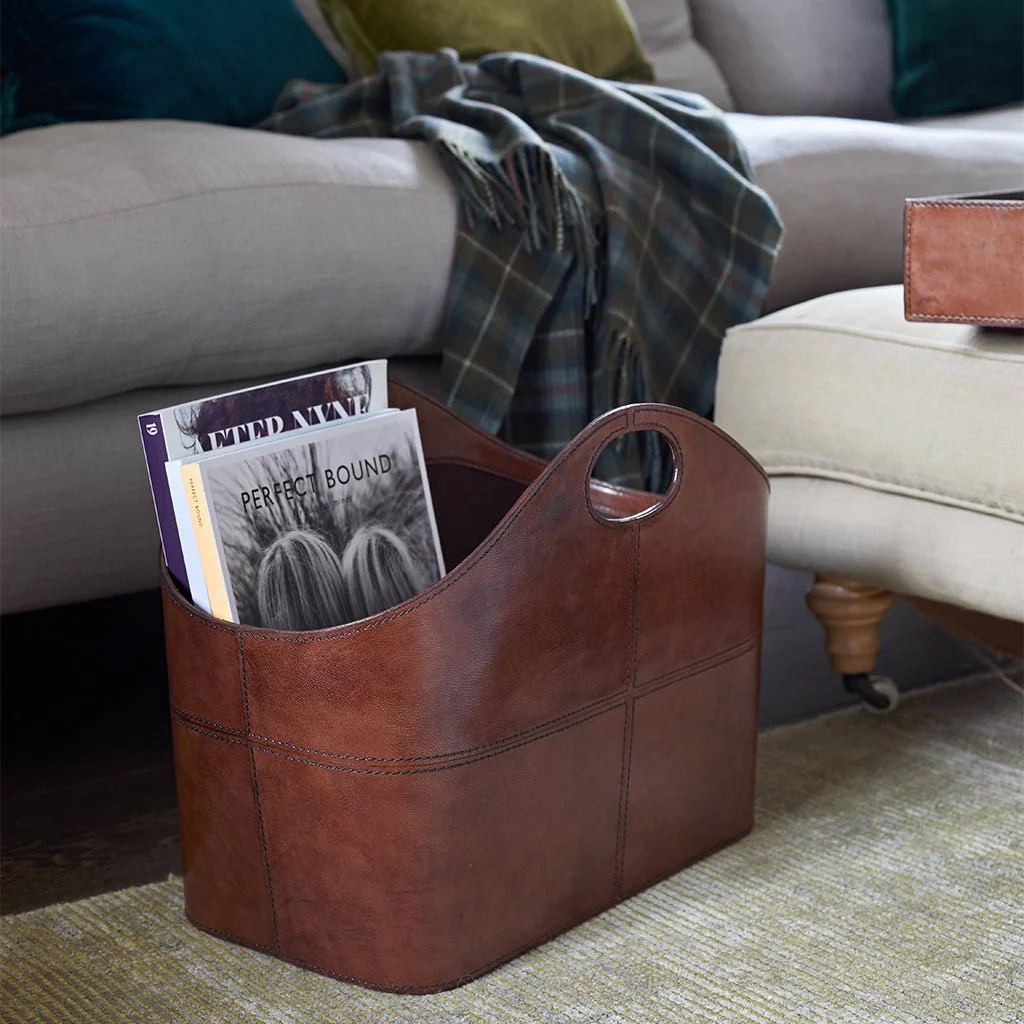 Leather Curved Storage Basket - Magazines, Toys, Hobbies - Image 5