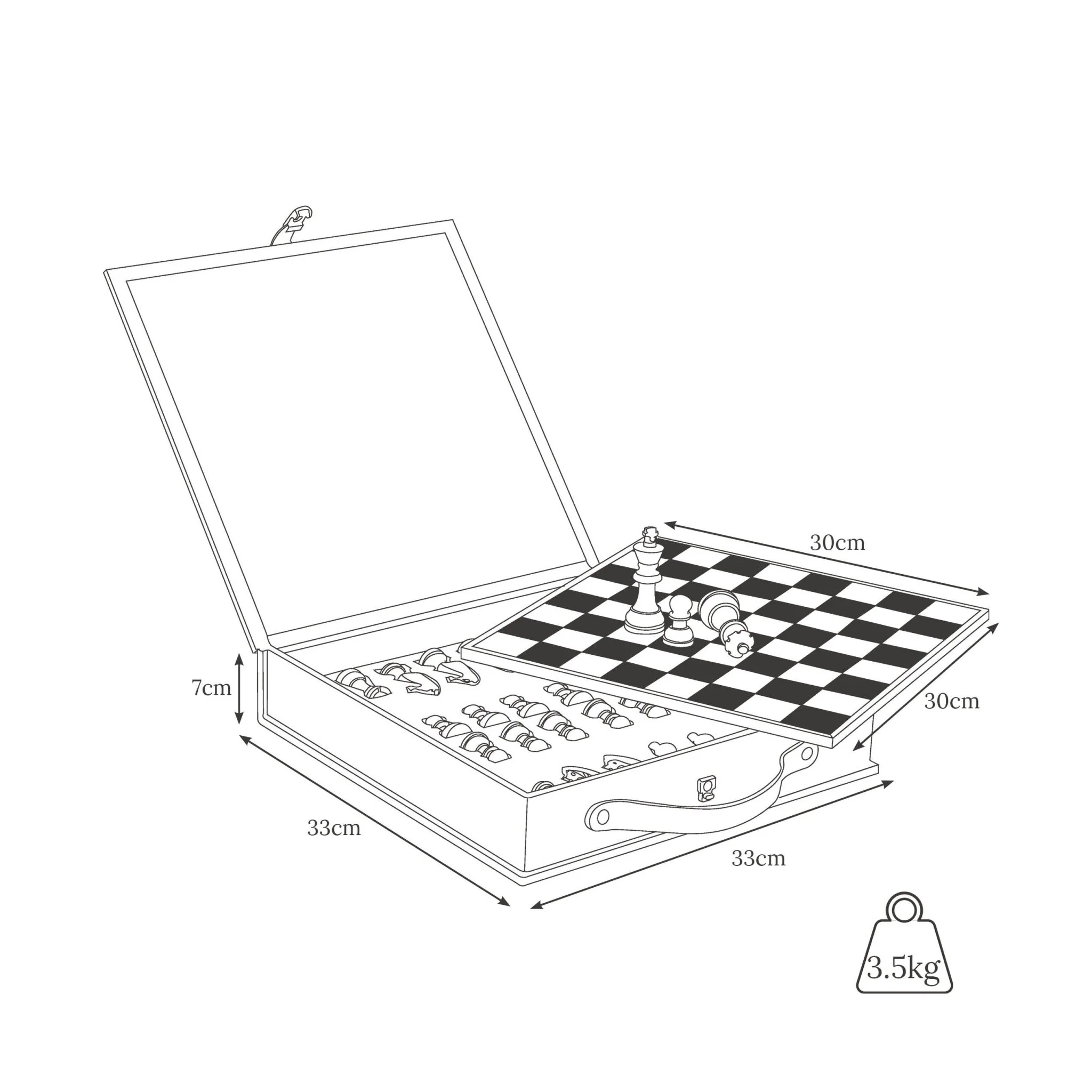 Leather Handcrafted Chess Board, Case & Pieces - Image 7