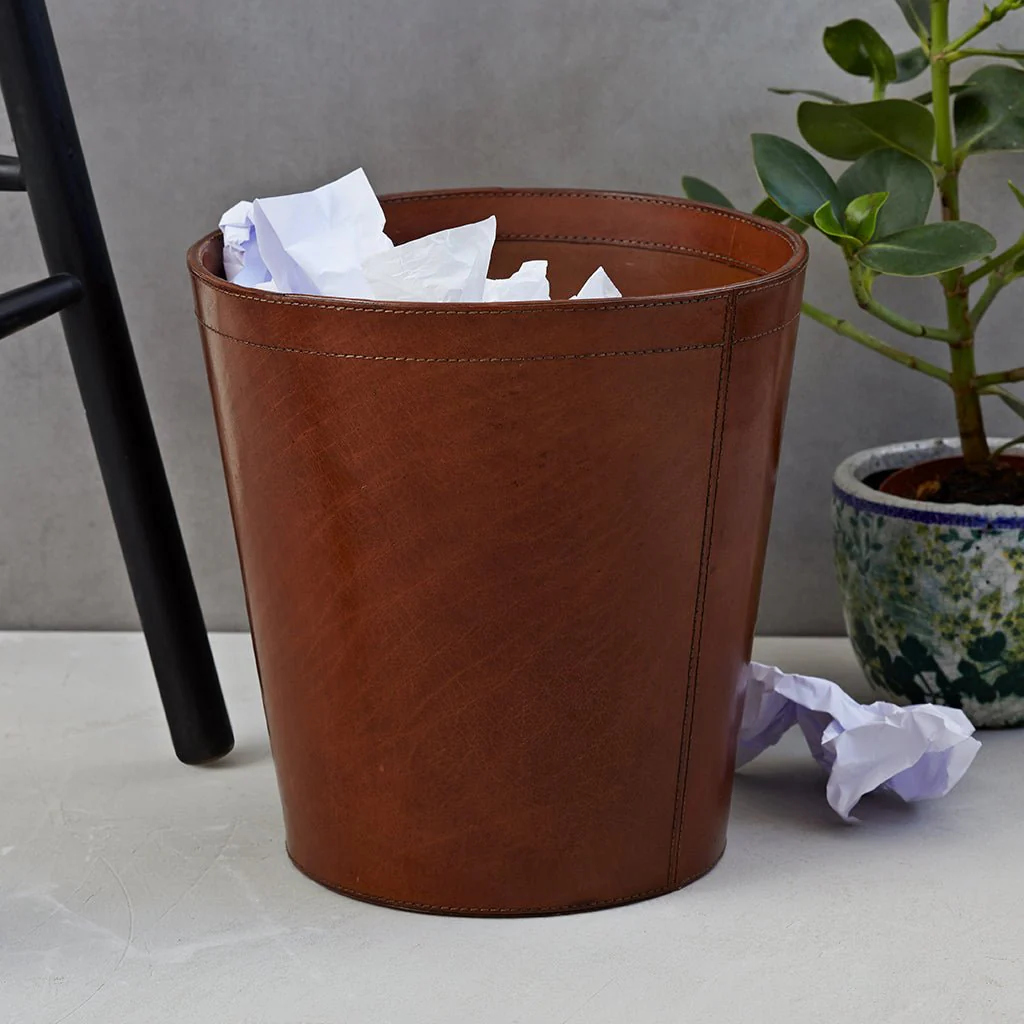 Leather Waste Paper Bin