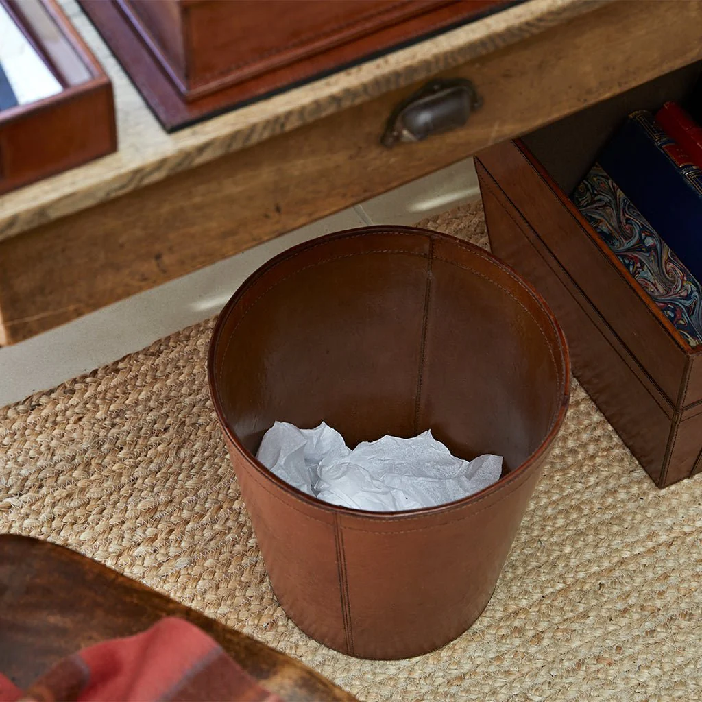Leather Waste Paper Bin - Image 2