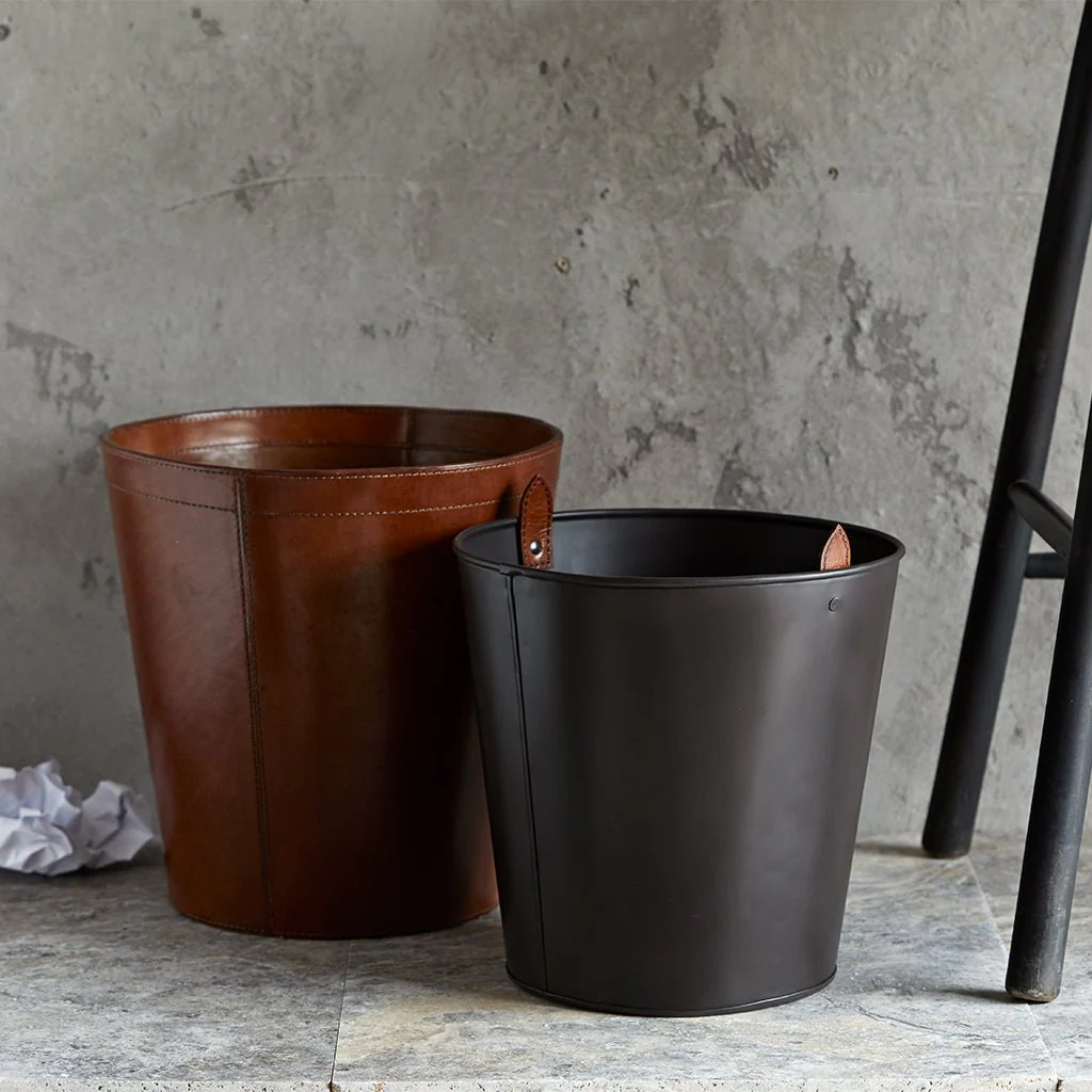 Leather Bin With Metal Liner - Image 2