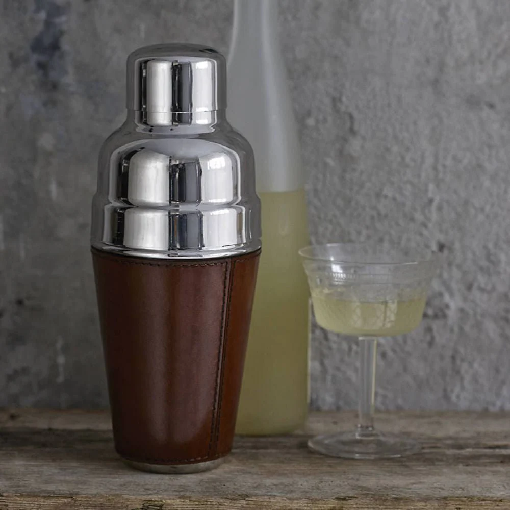 Leather Cocktail Shaker - Conker - Image 2
