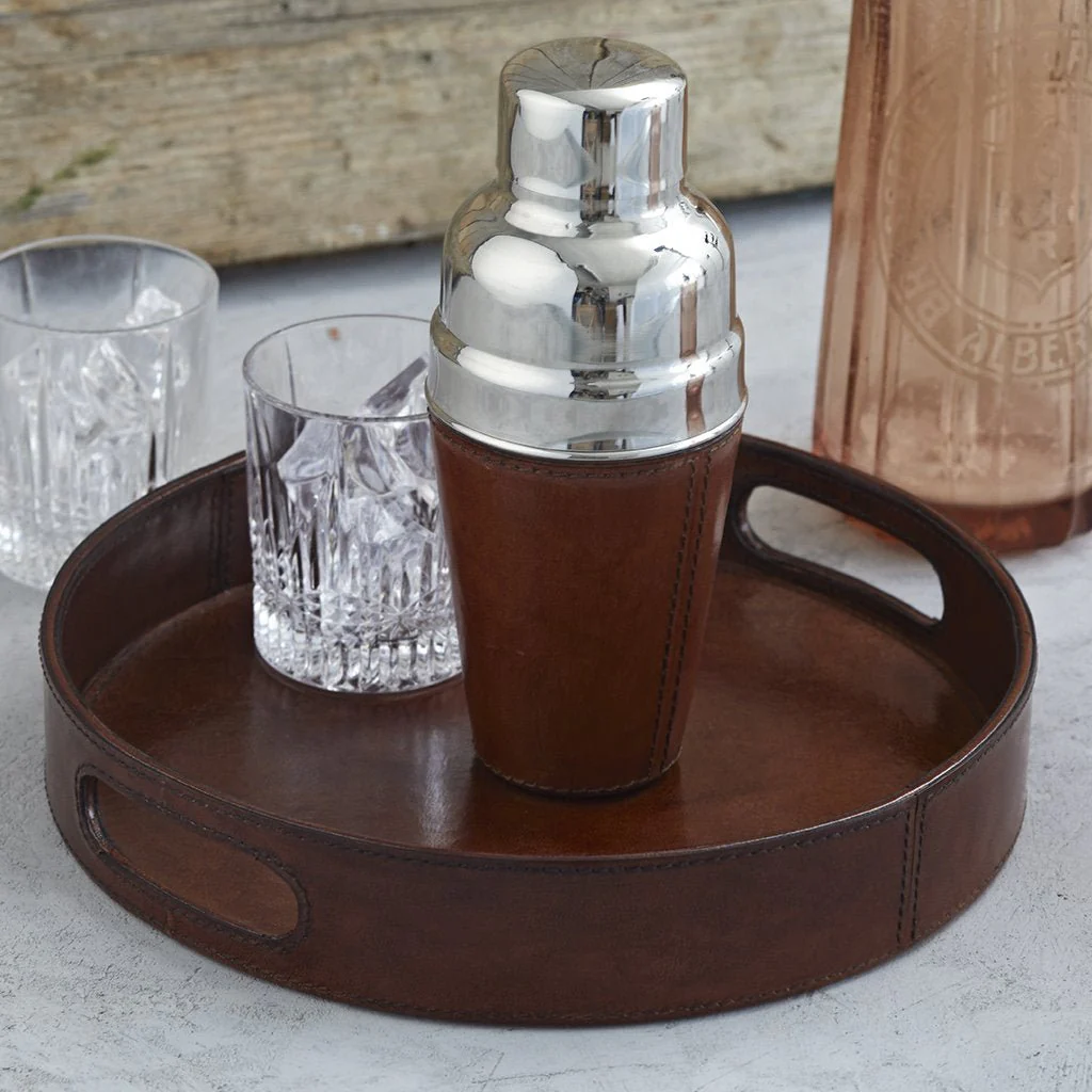 Leather Cocktail Shaker - Conker - Image 3