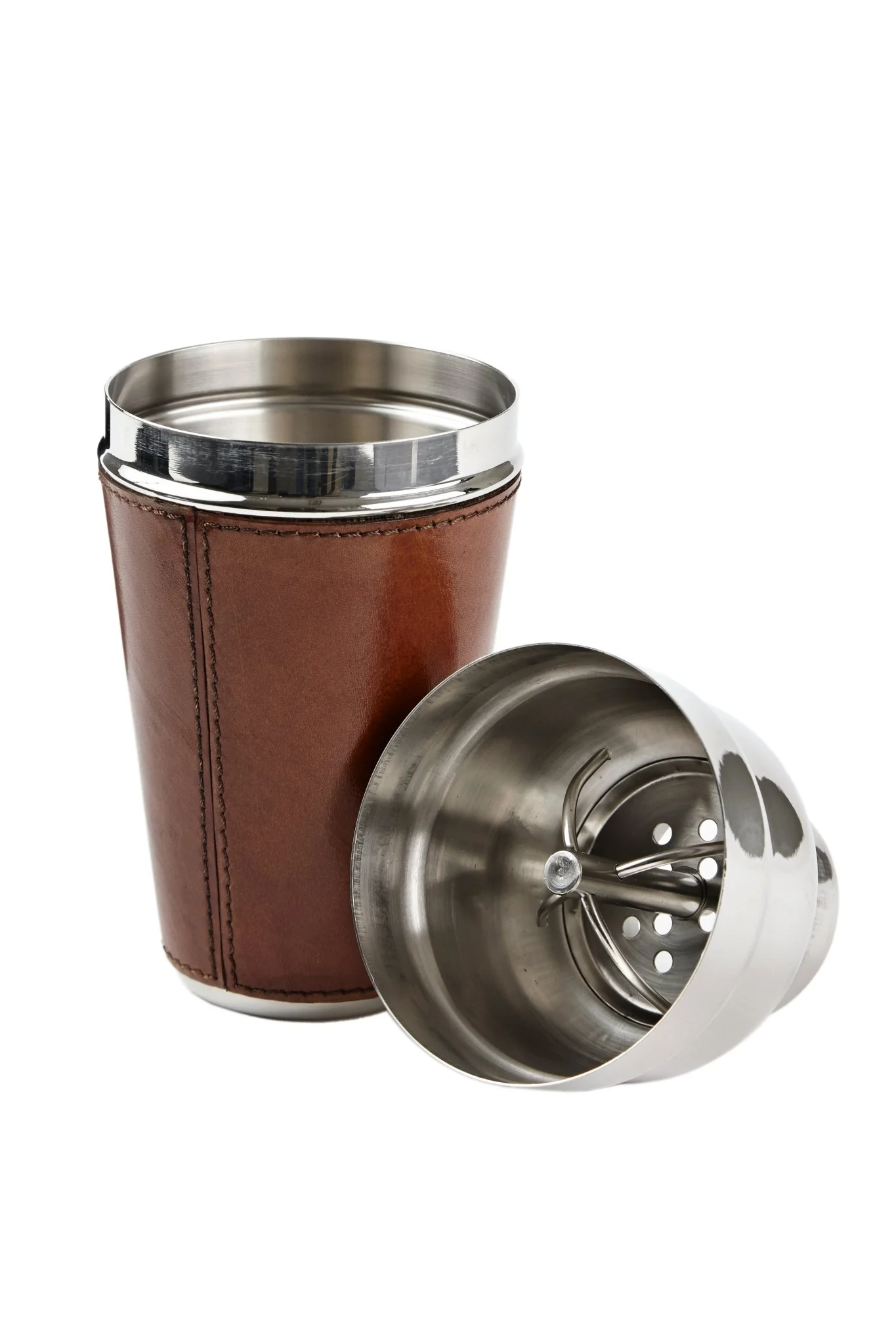 Leather Cocktail Shaker - Conker - Image 5