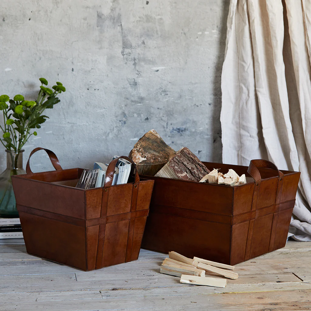 Leather Log Basket - Image 3