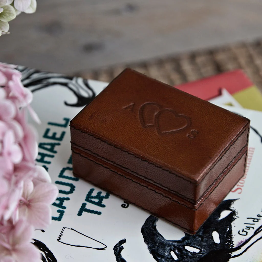 Leather Mini Cufflink Box - Magnetic Lid For Travel - Image 3