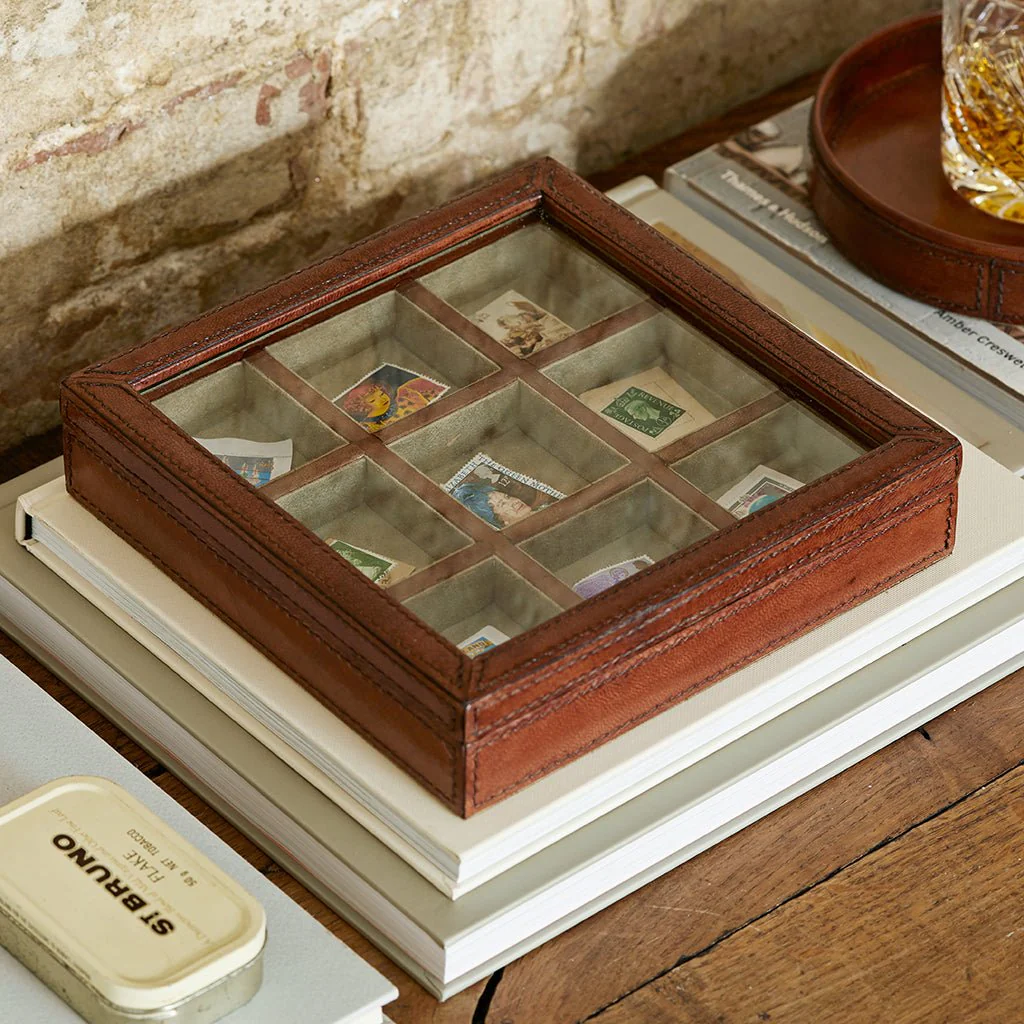 Leather Trinket Organiser With Glass Lid - Image 4