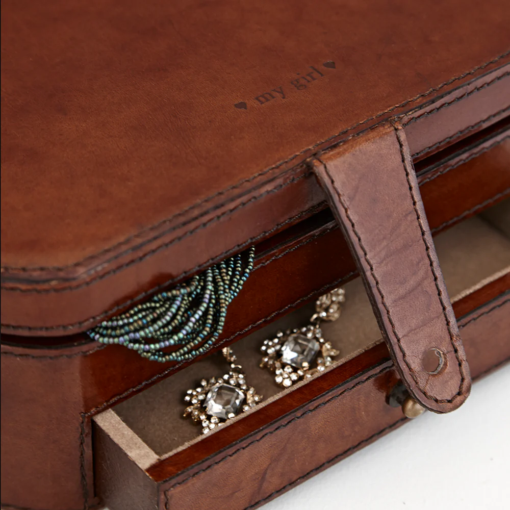Leather Vintage Style Jewellery Box - Image 4