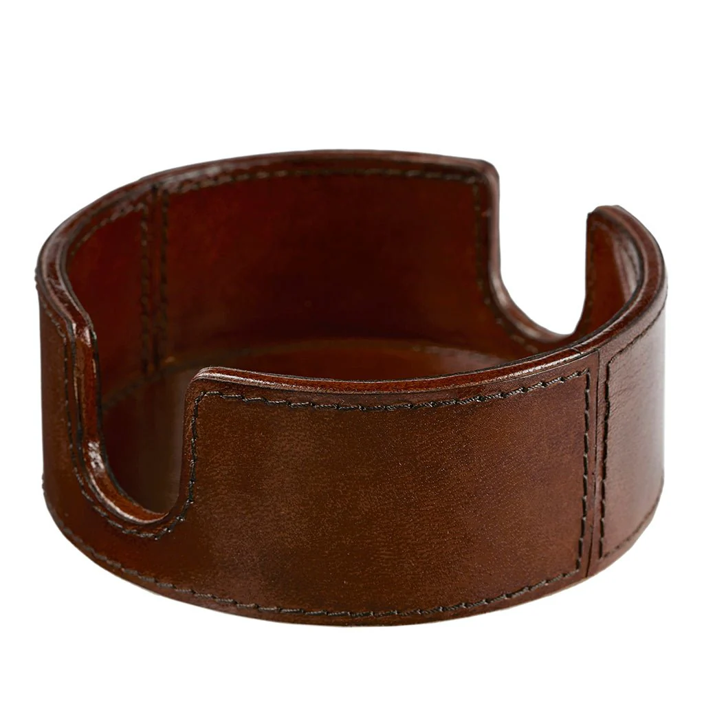 Leather Wine Bottle Coaster With Six Leather Coasters - Image 4