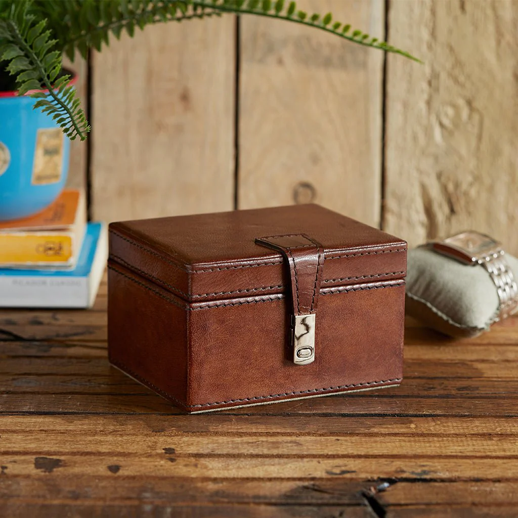 Leather Watch Box With Chrome Clasp - Image 3