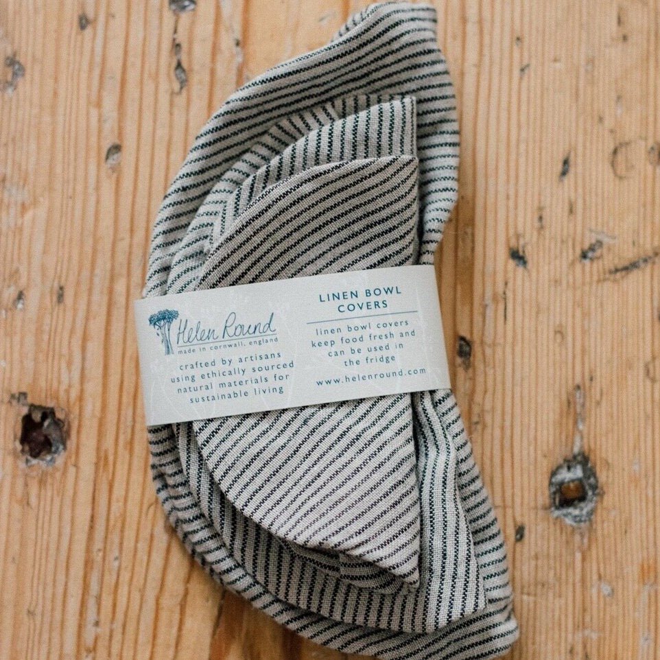 Set of 5 covers bundle : bread, baguette & 3 round - dark blue and natural stripes - Image 5