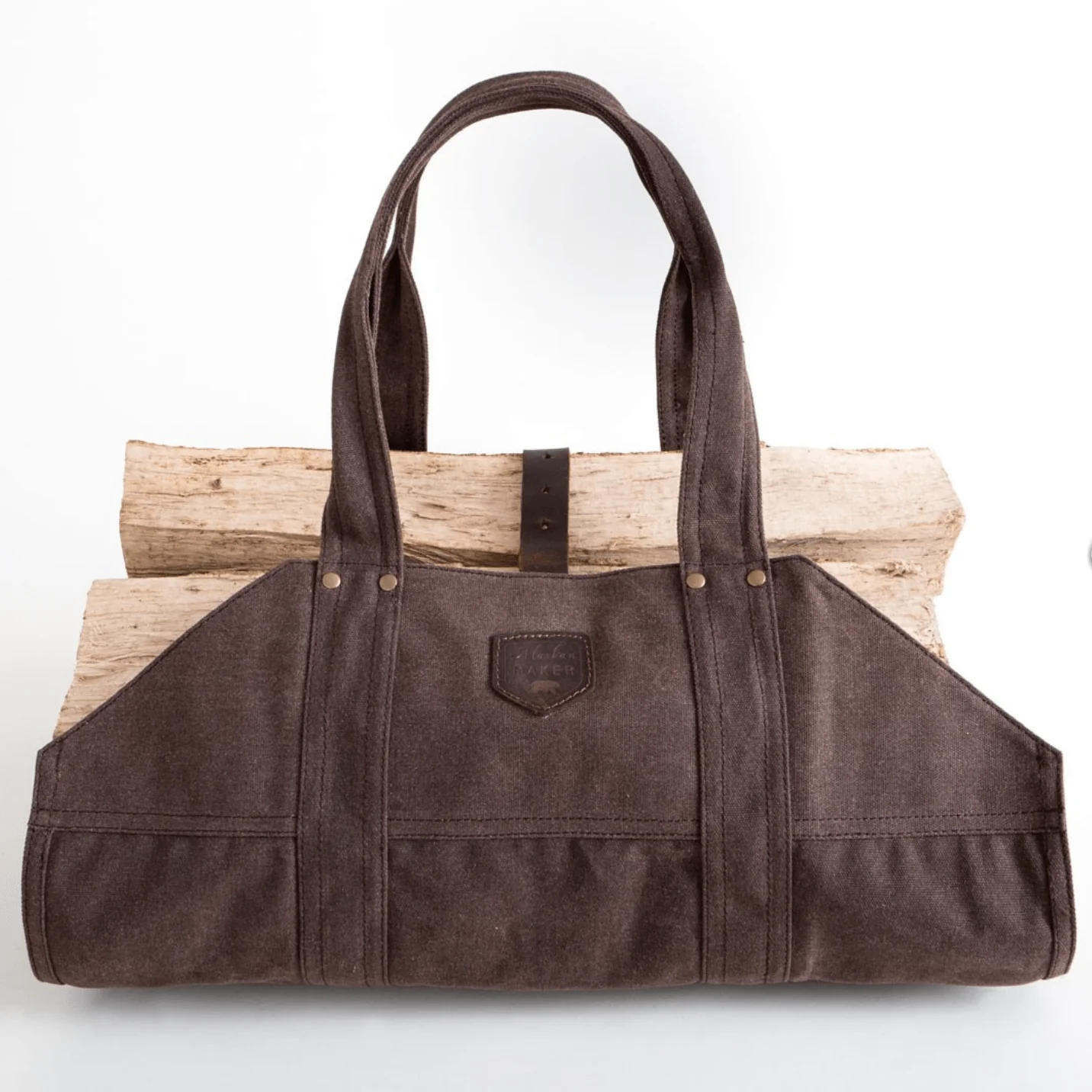 Waxed Canvas & Leather Strap Log Carrier - Image 13