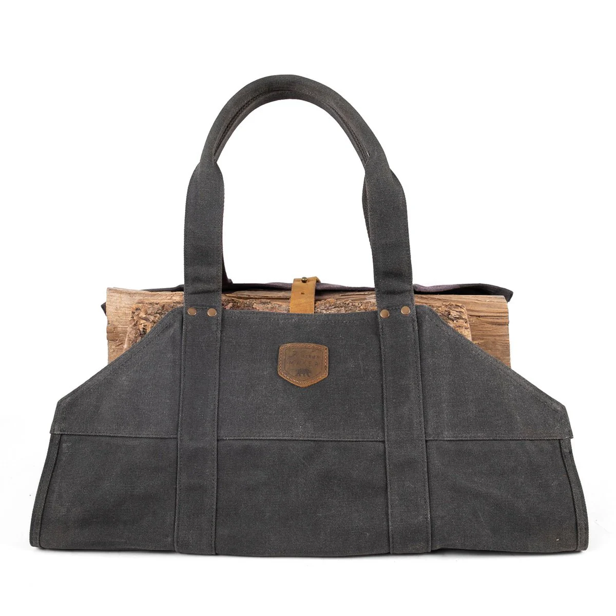 Waxed Canvas & Leather Strap Log Carrier - Image 15
