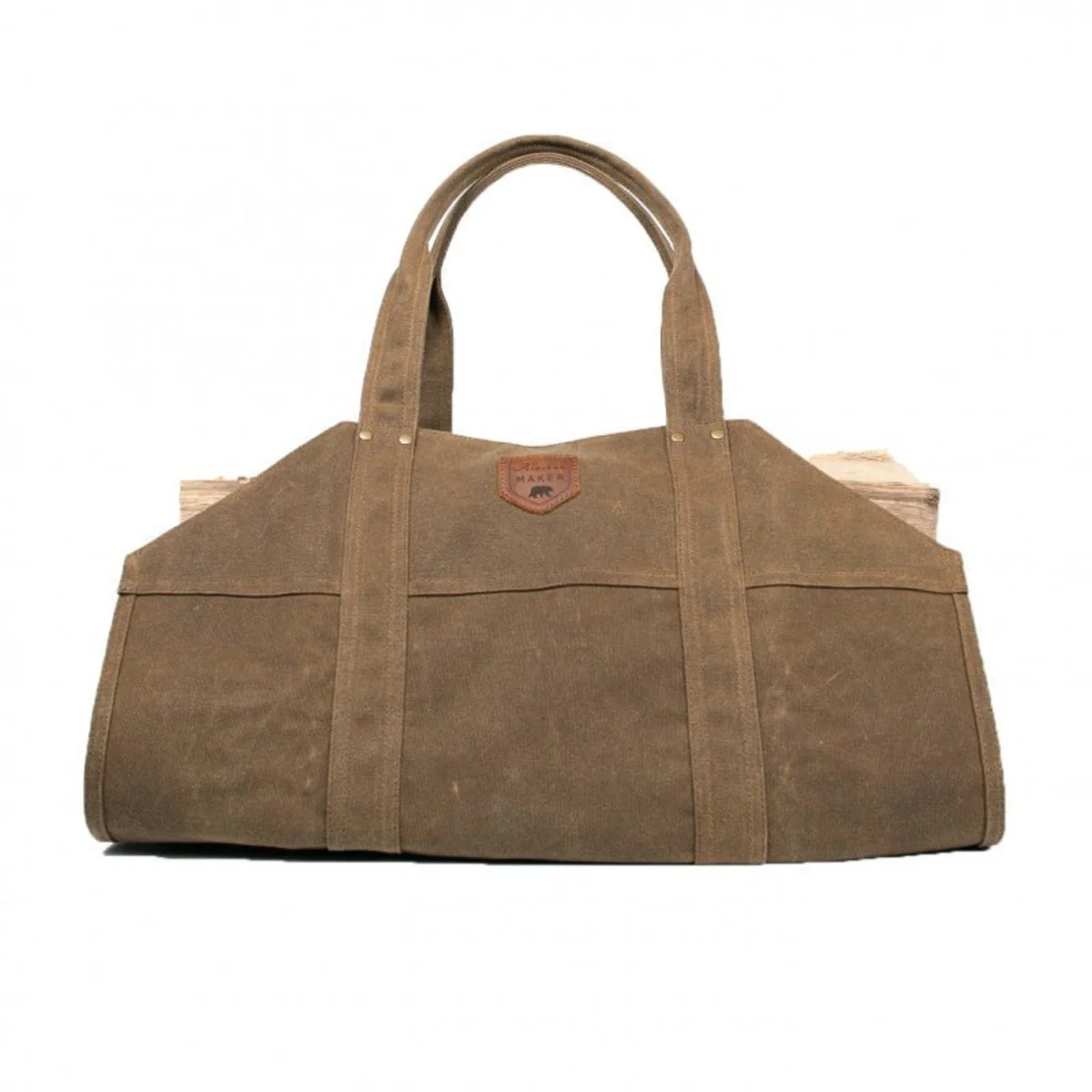 Waxed Canvas & Leather Strap Log Carrier - Image 16