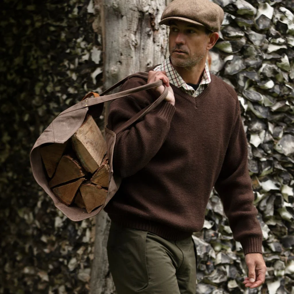 Waxed Canvas & Leather Strap Log Carrier - Image 4