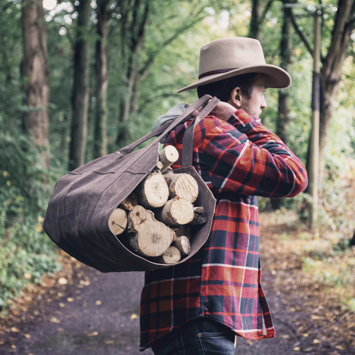 Waxed Canvas & Leather Strap Log Carrier - Image 5