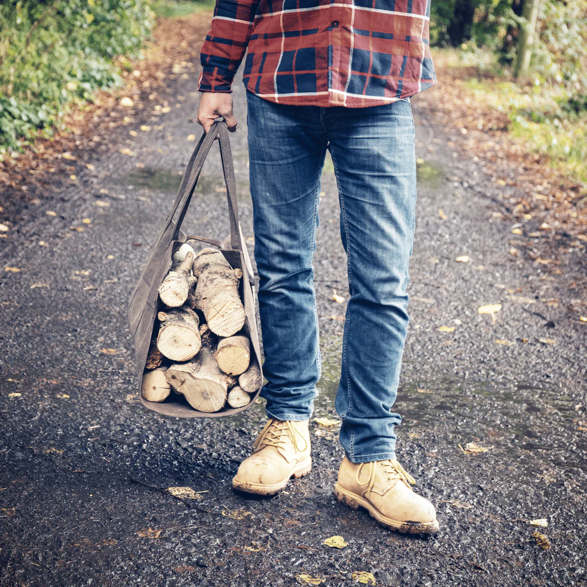Waxed Canvas & Leather Strap Log Carrier - Image 8