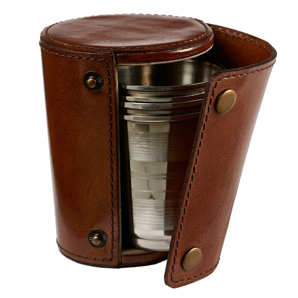 Leather Case With Four Metal Stirrup Cups - Image 4