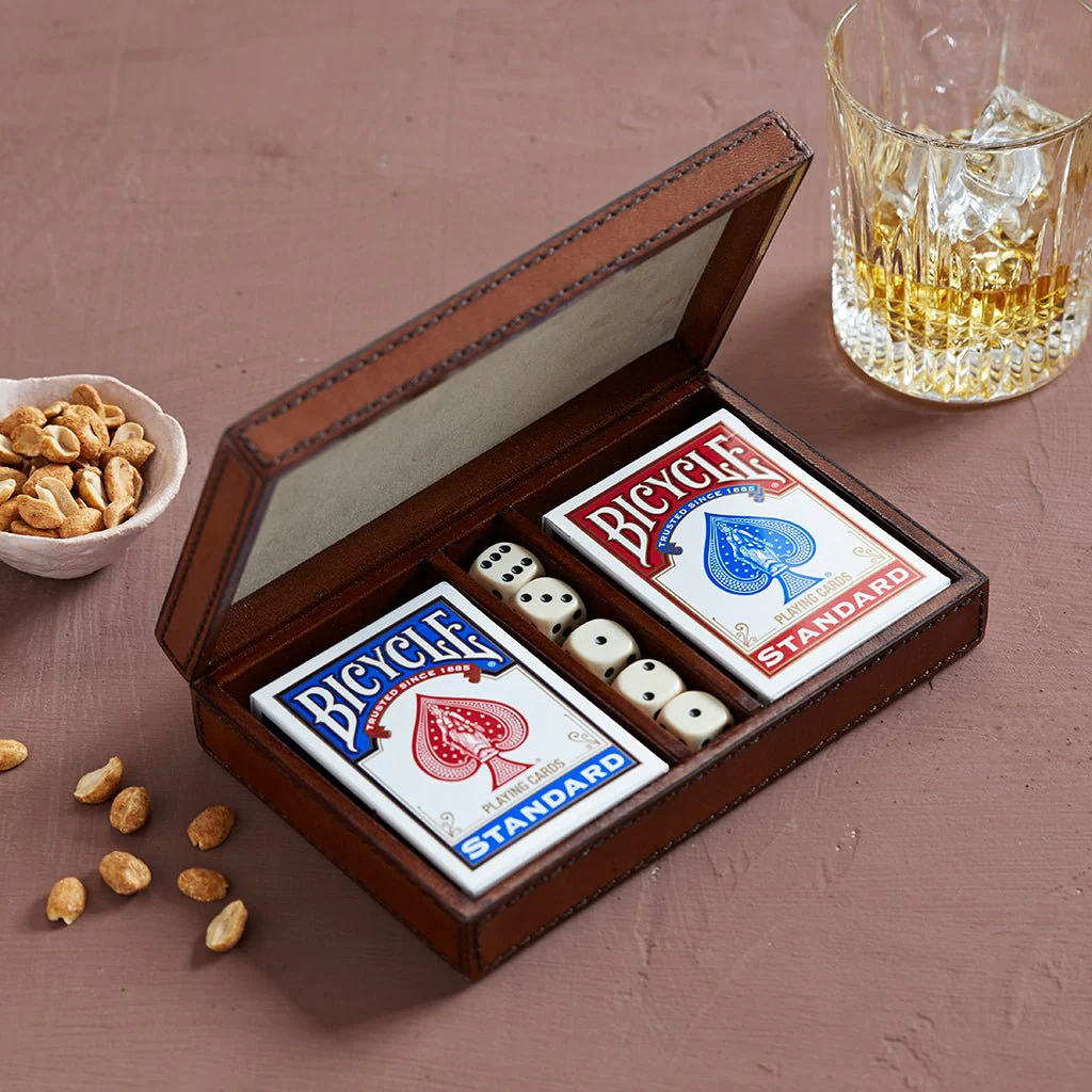 Leather Personalised Card & Dice Box - Emboss A Family Name