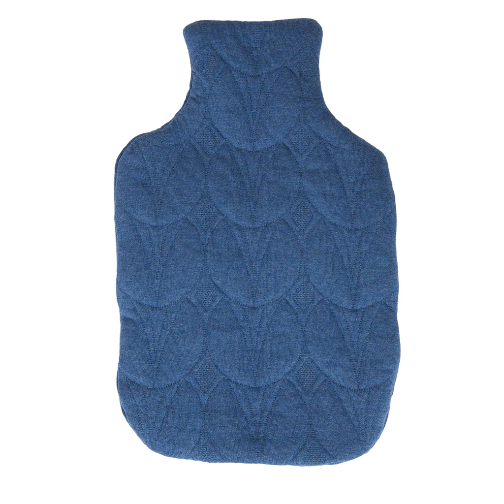 Quilted Cotton Hot Water Bottle Cover- Denim - Image 2