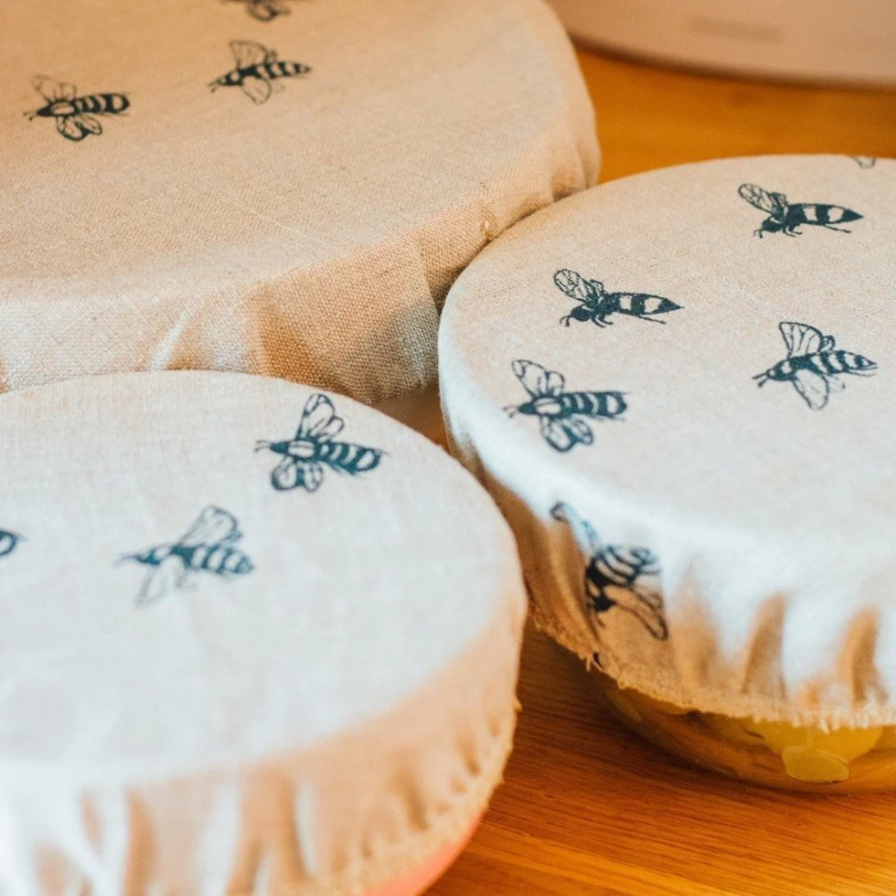 Reusable Linen Food Covers - Set Of Three Honey Bee Design - Image 3