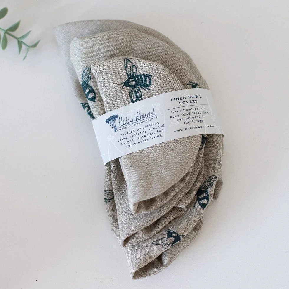 Reusable Linen Food Covers - Set Of Three Honey Bee Design - Image 4