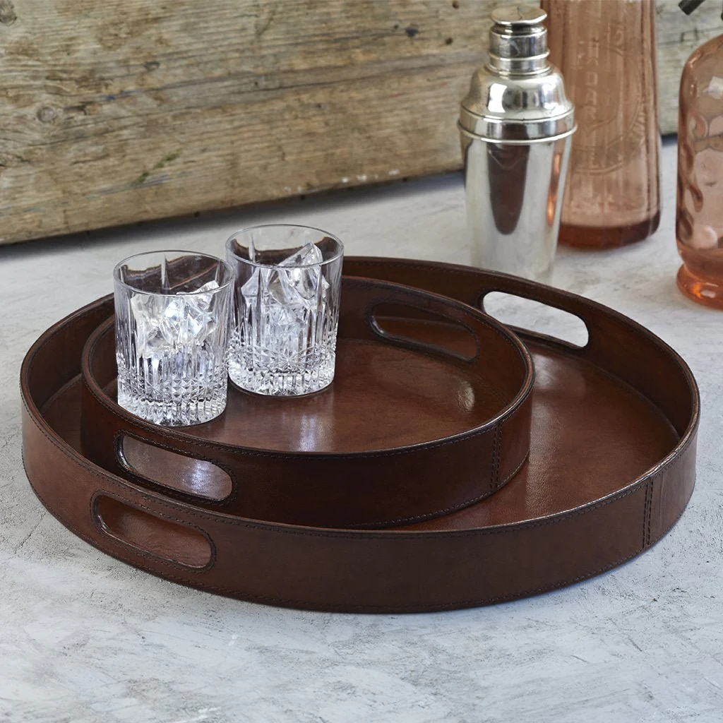 Leather Serving Tray - Round - Image 3