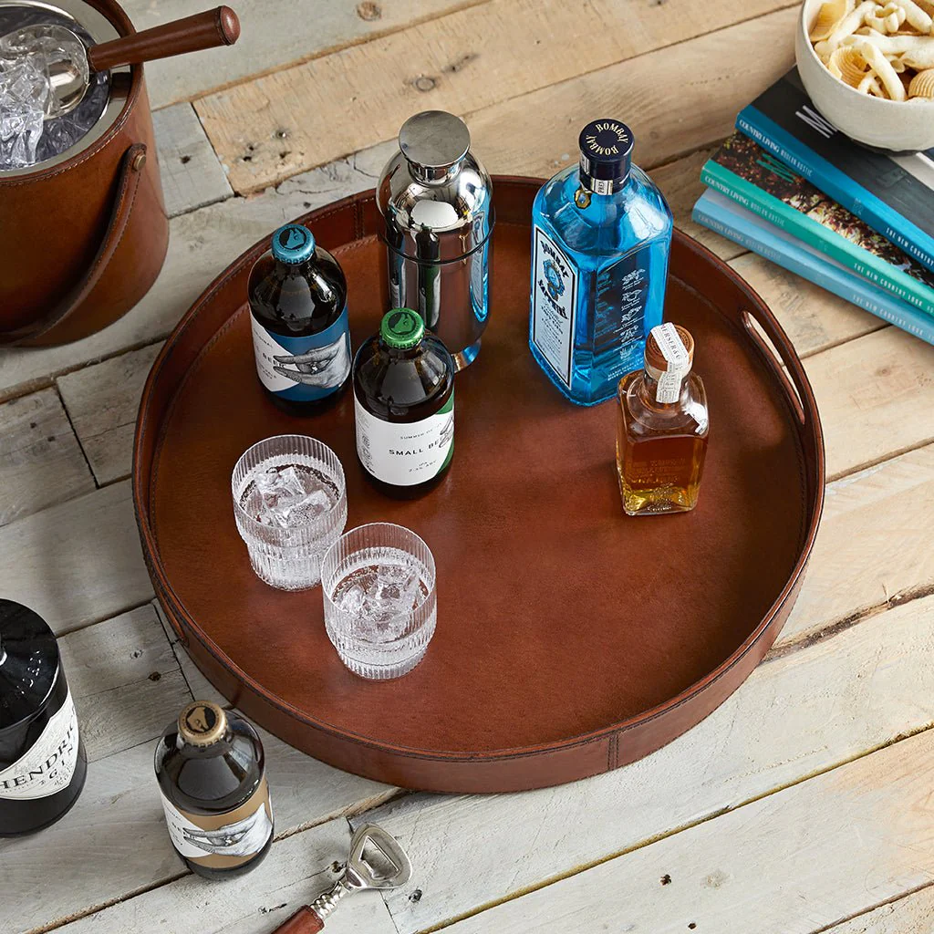Leather Serving Tray - Round - Image 4