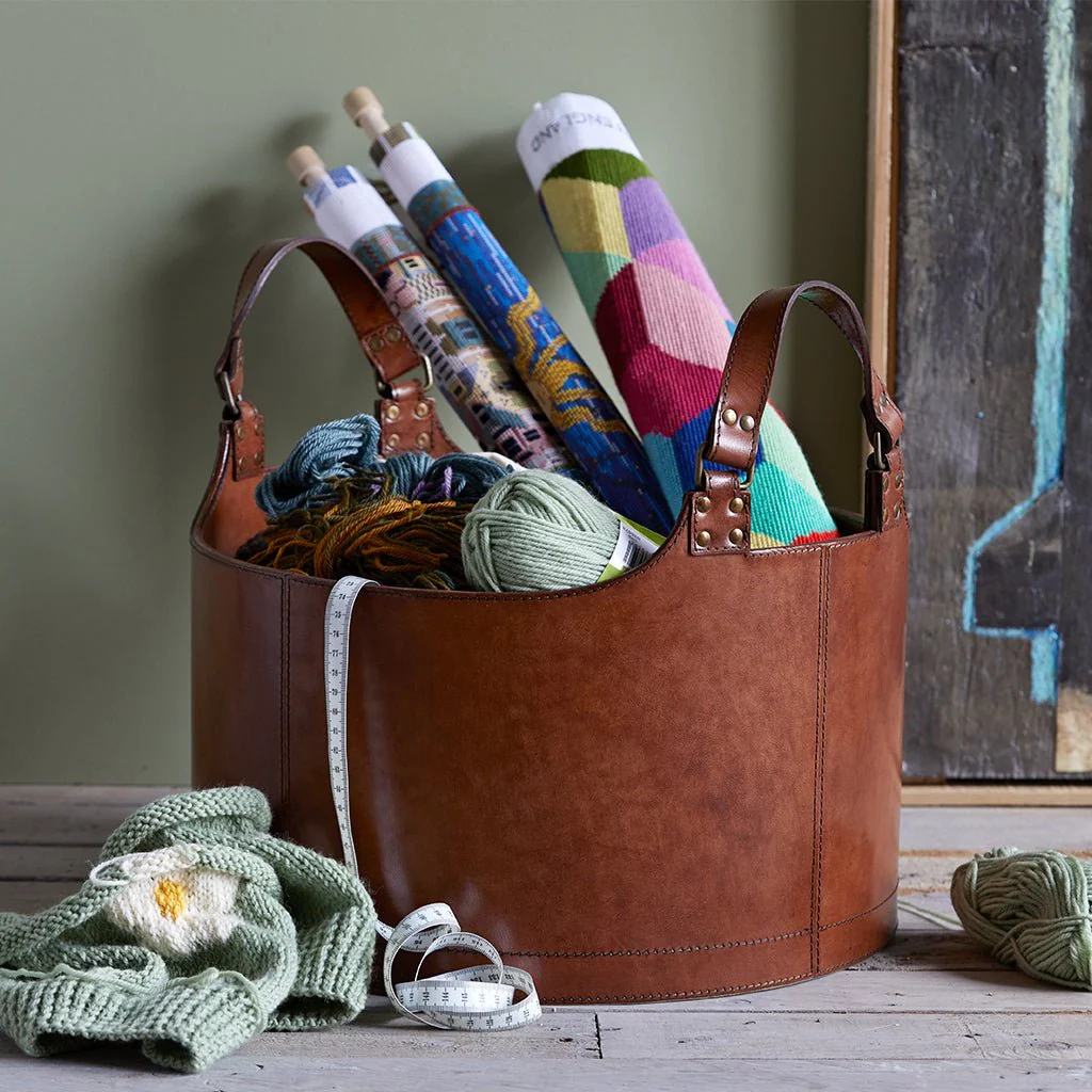 Leather Round Storage Basket - Image 3