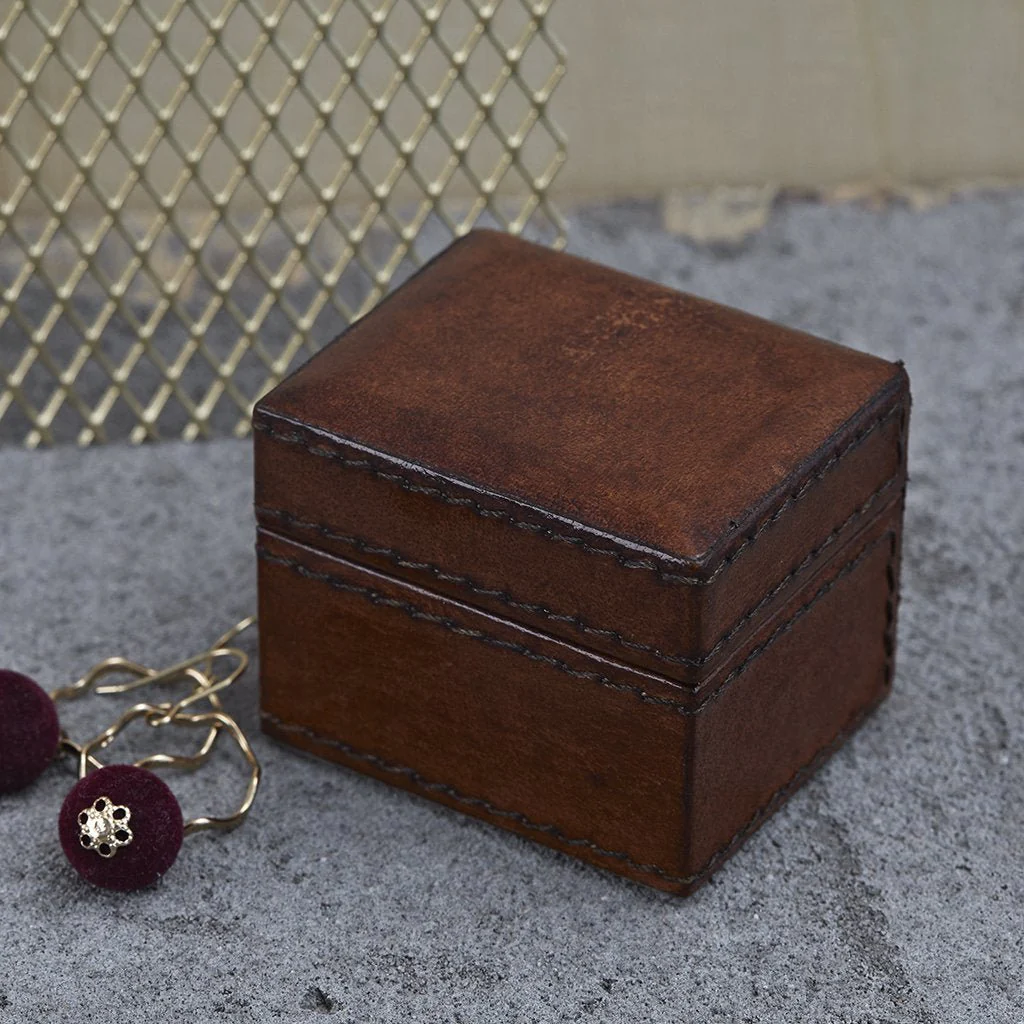 Leather Tiny Oblong Trinket Gift Box - Image 4