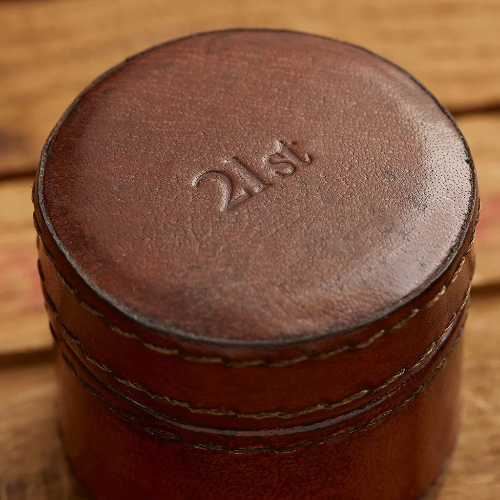 Leather Tiny Round Trinket Gift Box - Inner Ring Holder - Image 3