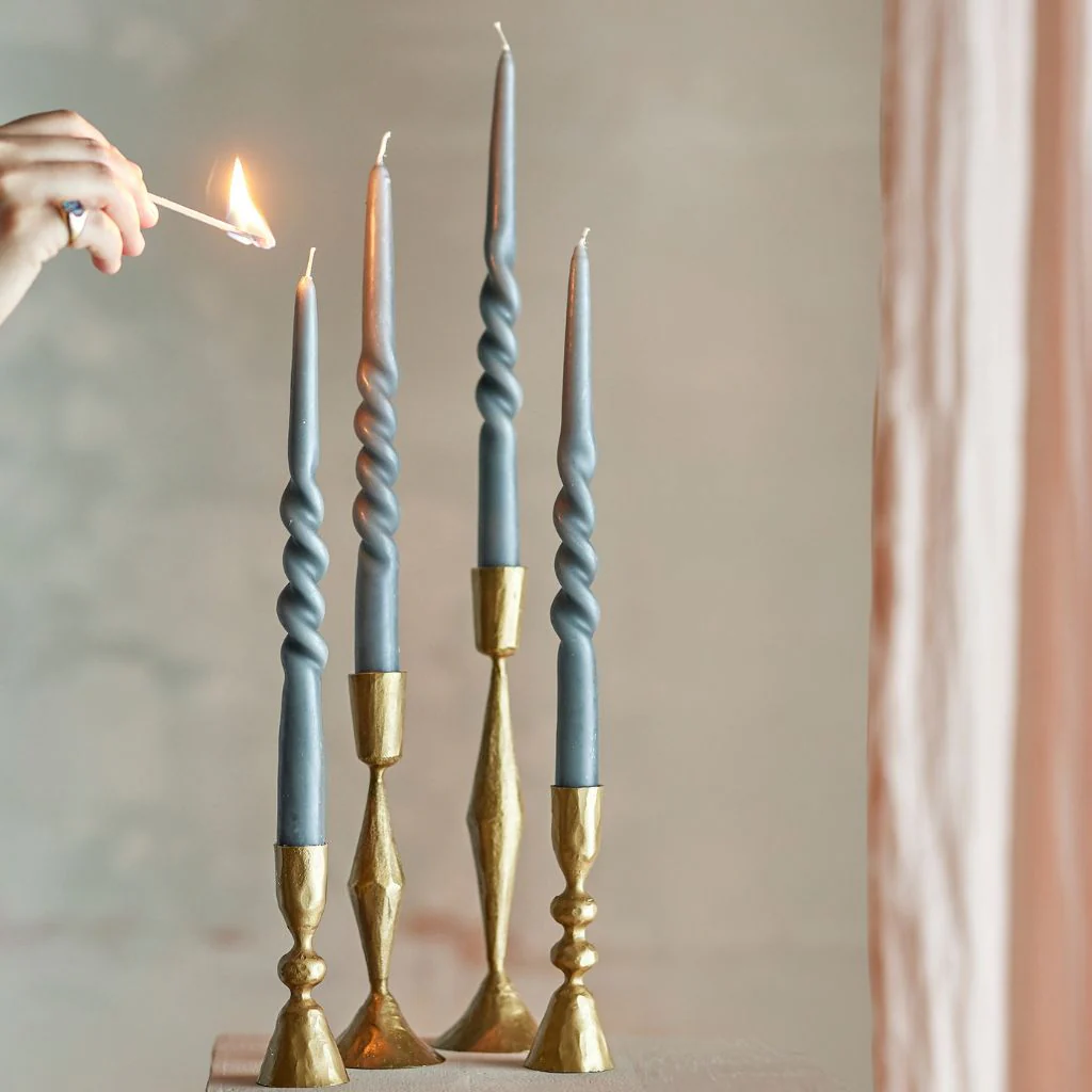 Grey Twist Candle - Set of four - Image 2