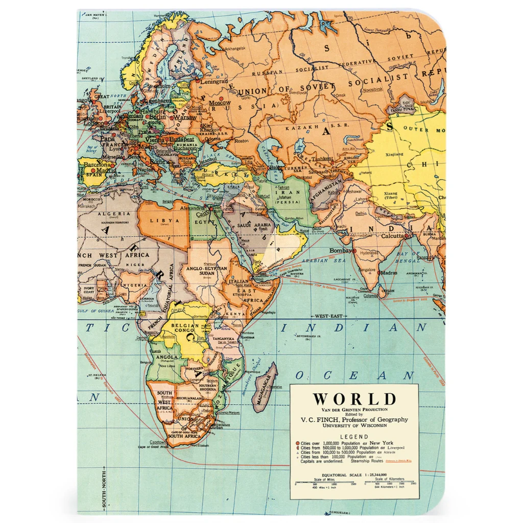 Vintage World Maps Mini Notebooks - Set of Three - Image 2