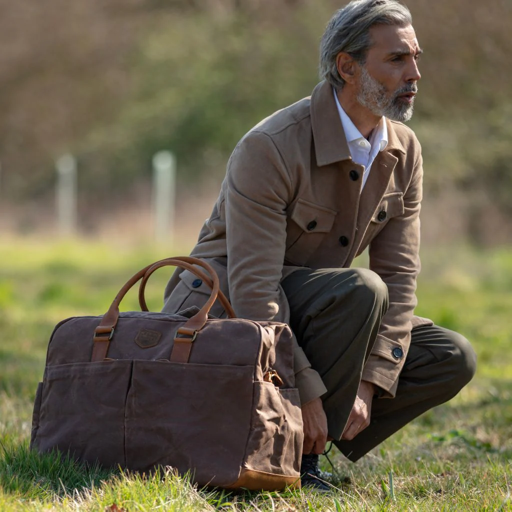 Waxed Canvas & Leather Weekend Bag - Image 5