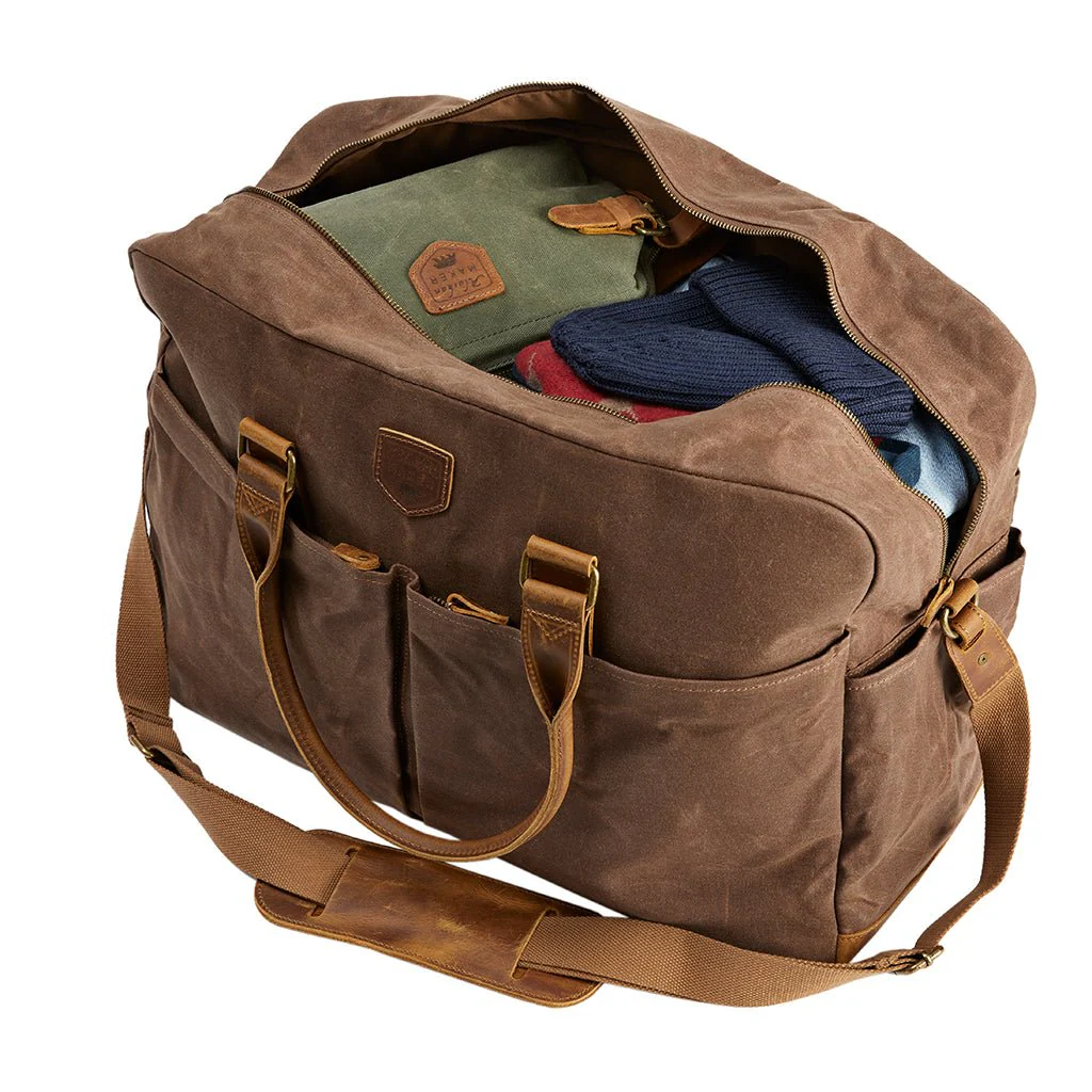 Waxed Canvas & Leather Weekend Bag - Image 8