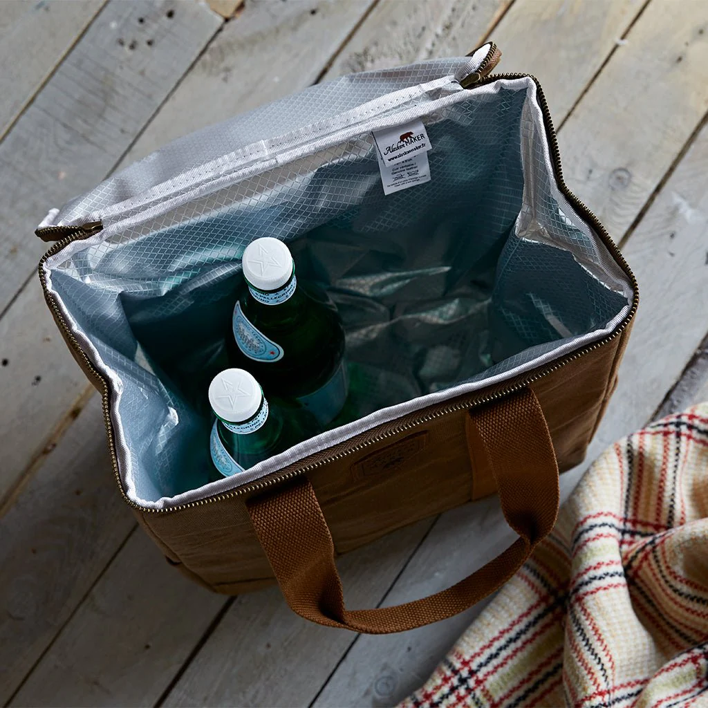 Navy Blue Waxed Canvas Cool Bag - Insulated For Hot Food Too - Image 4