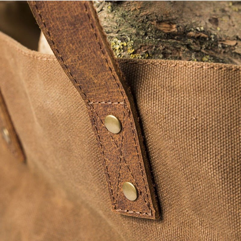 Waxed Canvas & Leather Handled Log Bag - Image 5