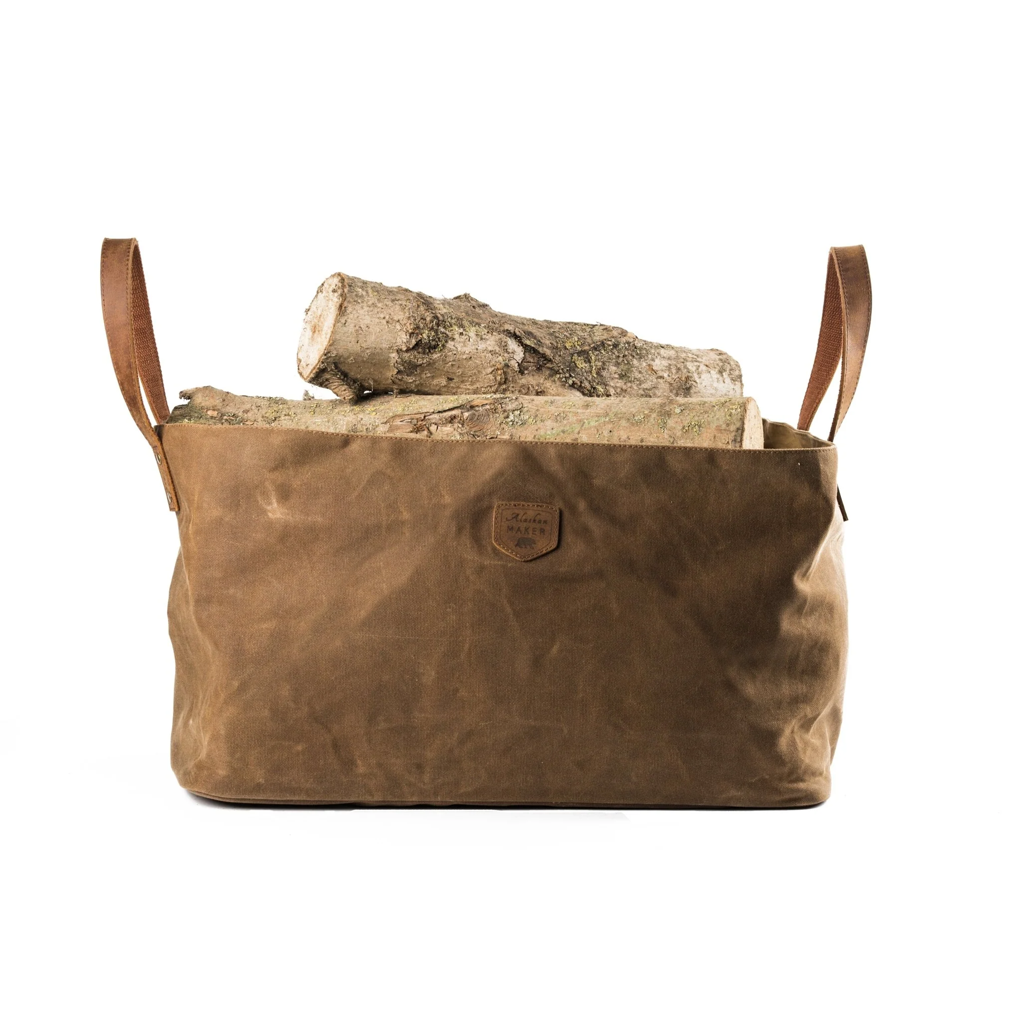 Waxed Canvas & Leather Handled Log Bag - Image 6
