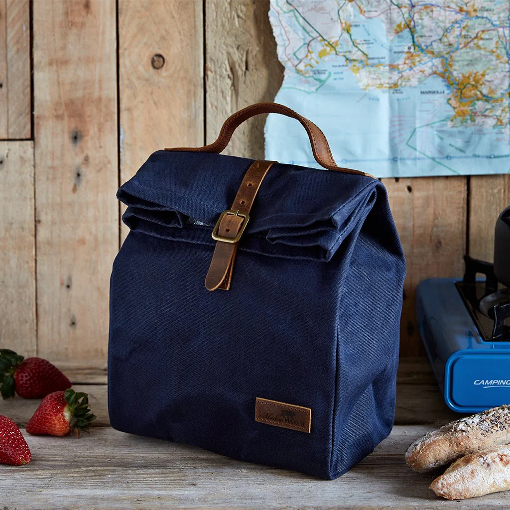 Waxed Canvas Lunch Bag - Navy