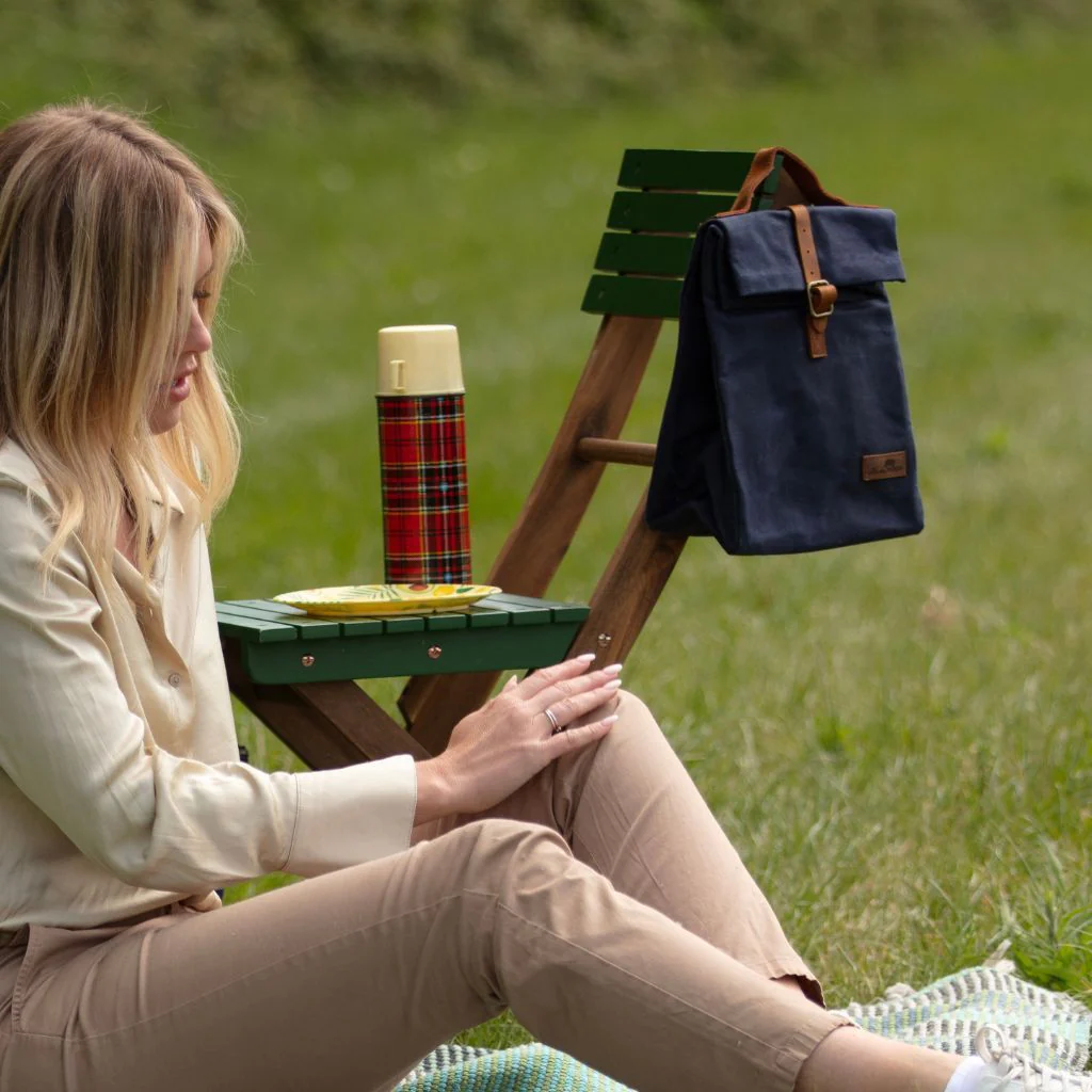 Waxed Canvas Lunch Bag - Navy - Image 3