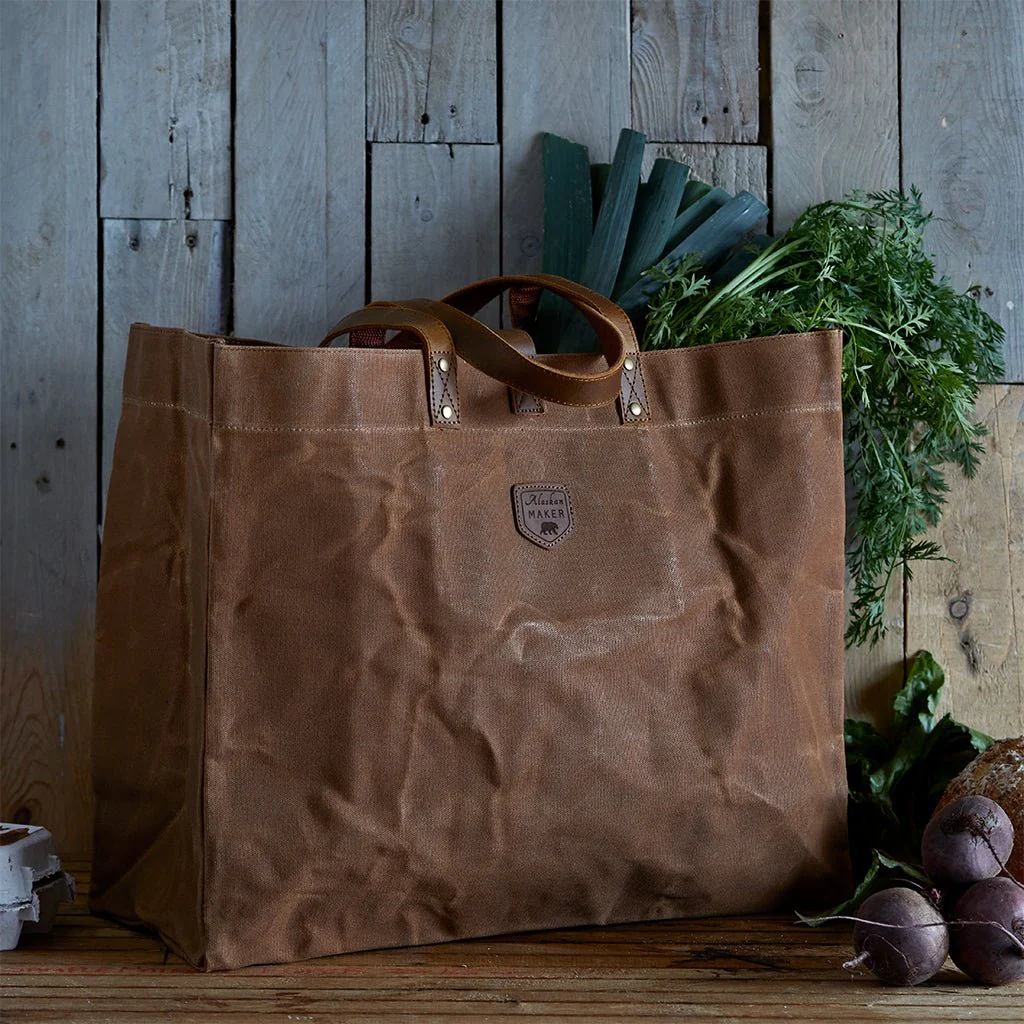 Waxed Canvas Tote & Cool Bag Set - Havana Brown