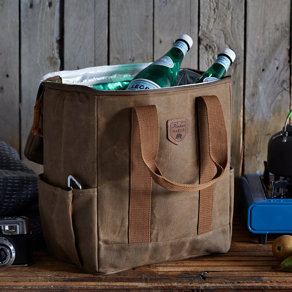 Waxed Canvas Tote & Cool Bag Set - Havana Brown - Image 2