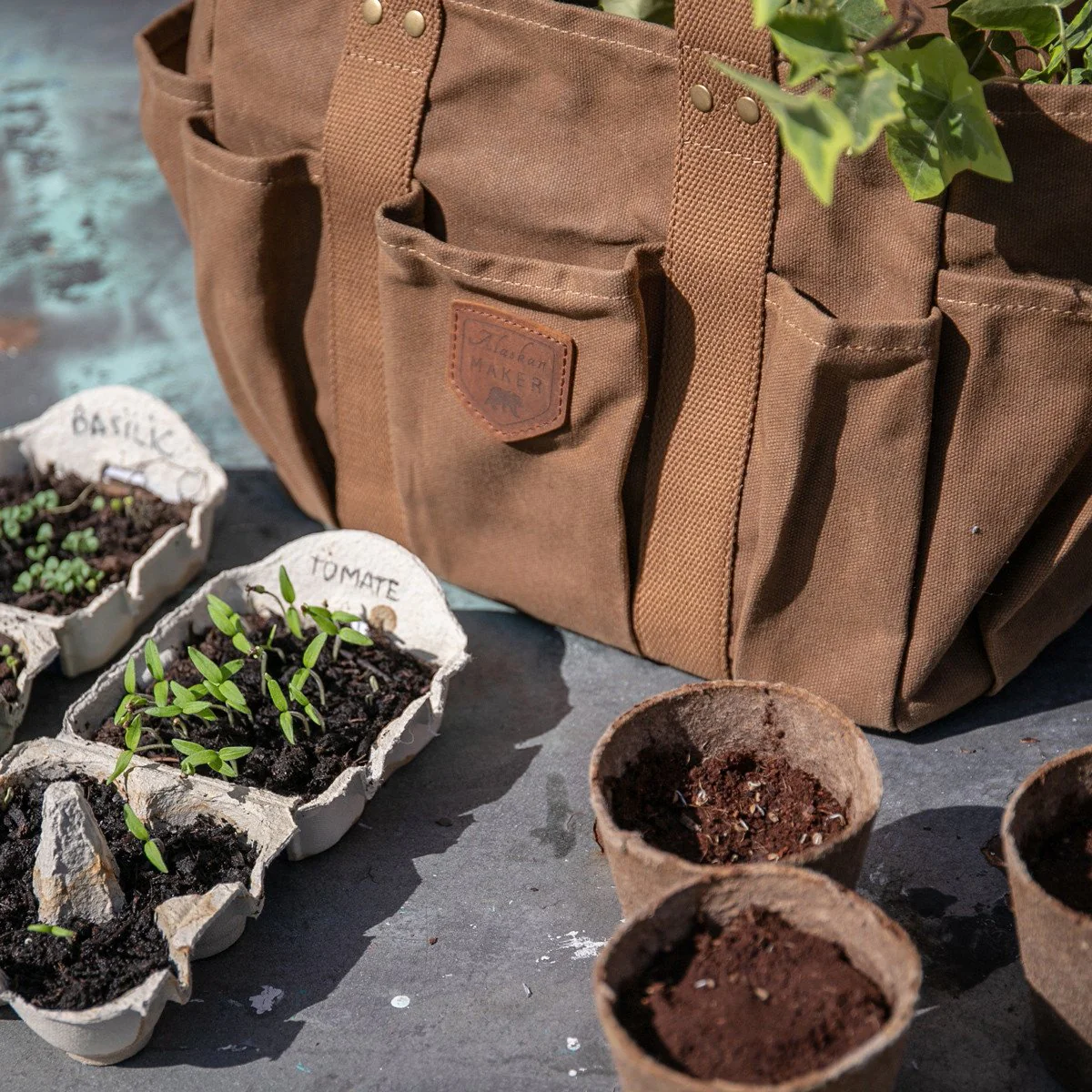 Brown Waxed Canvas Gardening Bag - Image 5