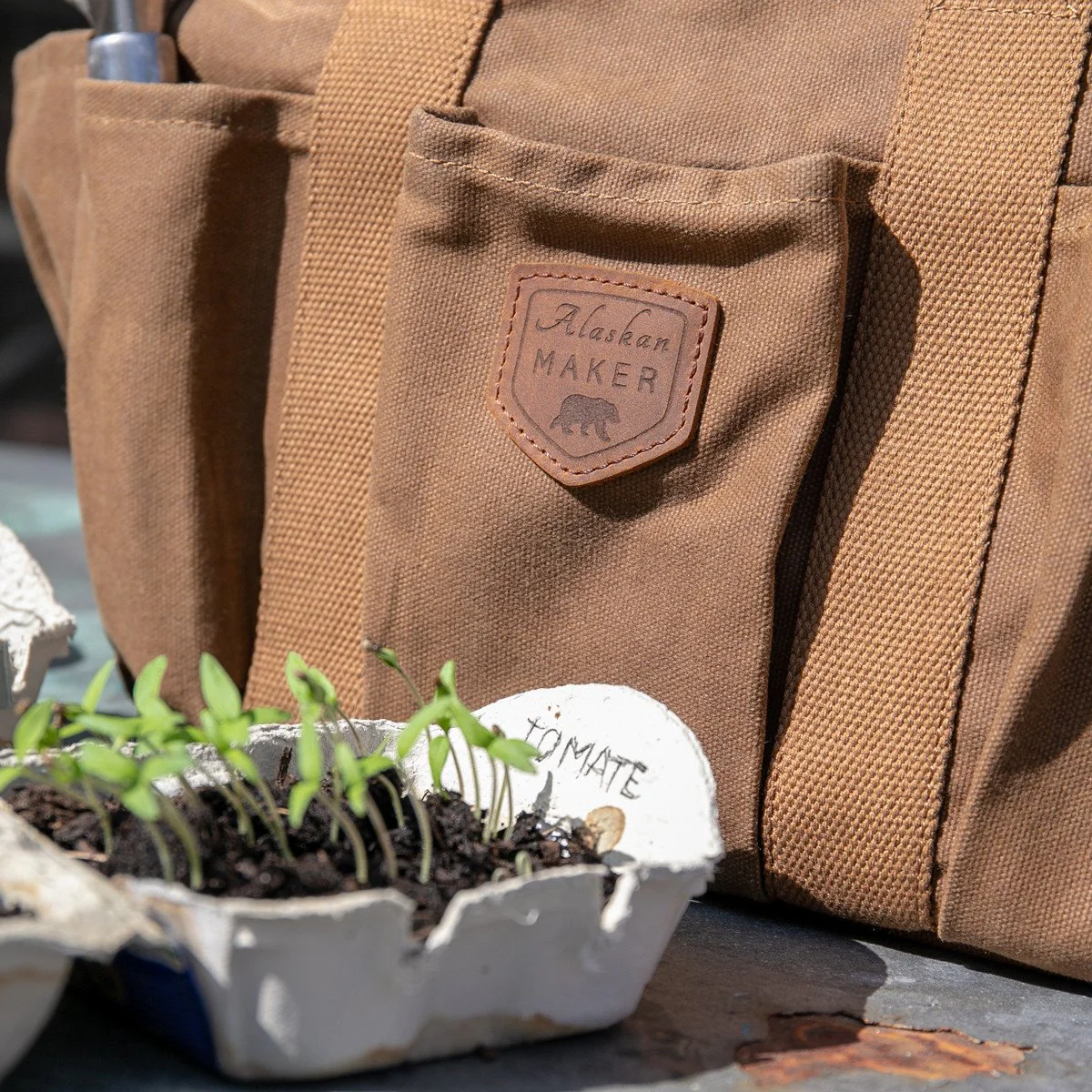 Brown Waxed Canvas Gardening Bag - Image 6